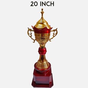 Trophée en métal rouge doré de qualité supérieure pour événements tels que les tournois de cricket, les récompenses sportives, les trophées scolaires, en gros. - Product Image 2