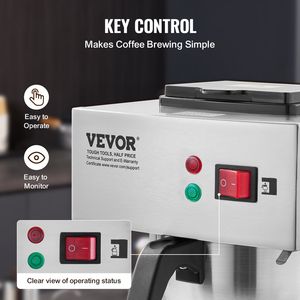 Commerciale 12 tazze di caffè elettrico a goccia con 3 caraffe di vetro e 3 scaldini per uso ufficio - Product Image 4