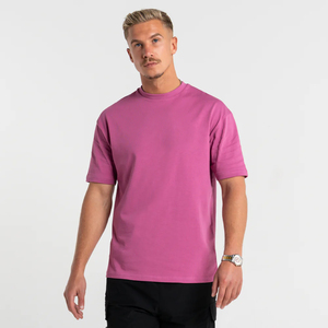 T-shirt Homme Oversize 100% Coton Rose Vif – Vente en Gros, Personnalisable, Style Urbain Tendance, T-shirt Col Rond en Coton de Haute Qualité pour Homme - Product Image 1