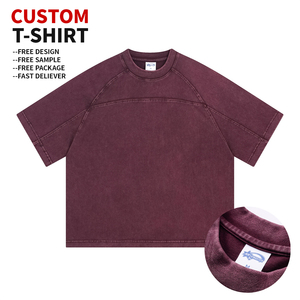 2026 OEM Oversized Solid Blank Distressed 100% Cotton Knitted Heavyweight Breathable Anti-Pilling T-<b>Shirt</b> Boxy Streetwear - Product Image 1