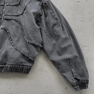 Sudadera con capucha con cremallera, lavado ácido y efecto nieve, oversize, de felpa de algodón de alto gramaje, estilo vintage desgastado, streetwear, para gimnasio, OEM, para hombre y mujer - Product Image 2