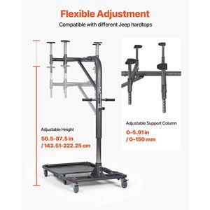 Sistema de Almacenamiento Plegable para Remover Techo Rígido de Jeep, Fácil de Operar por una Sola Persona, Capacidad de 220 Libras, con Altura Ajustable - Product Image 5