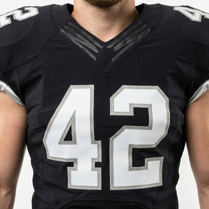Produit de premier rang, uniformes de football américain, imprimés par sublimation, devant court, respirant, écologique, unisexe, 100% polyester, adultes - Product Image 6
