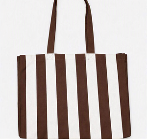 Striped <b>Canvas</b> Tote <b>Bag</b> <b>Large</b> Capacity Shoulder Handbag Vertical Stripe Shopping Travel <b>Bag</b> for Women - Product Image 1