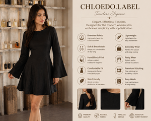 Vestido Mini de Algodón Negro, Diseño Bohemio, Simple, Sólido, Manga Larga, Espalda Descubierta, Ropa de Fiesta, Elegante, para Damas, OEM Personalizado - Product Image 4