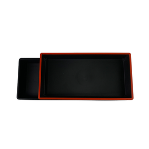 Rectangle Metal Serving Tray <b>Black</b> with Red Edge Dishwasher Safe Minimalist Design - Product Image 5