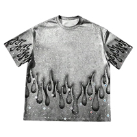 T-shirt Streetwear Homme à Strass 100% Coton Coupe Oversize Manches Courtes Écologique 230g Personnalisable Haute Qualité Anti-Plis