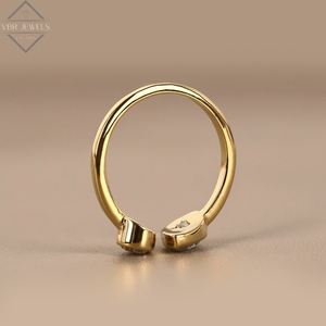 Anillo Abierto de Lujo con Doble Perla de Diamante en Oro Amarillo con Engaste de Bisel, Joyería Nupcial Moderna para Mujer, Regalo de Aniversario - Product Image 3