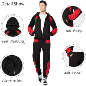 Conjunto Deportivo de Invierno para Hombre, Sudadera con Capucha Cortavientos, Pantalones Deportivos de Felpa Suave, con Bolsillos Laterales - Product Image 4