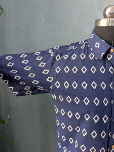 Chemise décontractée en coton à manches courtes pour homme, imprimé géométrique, col rabattu, tissu en coton respirant pour l'été - Product Image 6