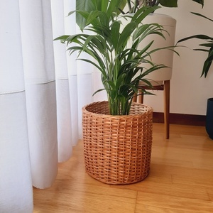 Handmade Modern Eco-Friendly Rattan <b>Flower</b> Pot <b>Basket</b> Natural Woven Plant Planter <b>for</b> Indoor Outdoor Garden Decor - Product Image 4