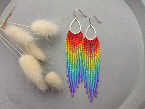 Boucles d'oreilles à pompons faites main en perles de rocaille colorées, perles d'oreille de qualité pour filles, perles de cristal en verre soufflé - Product Image 4