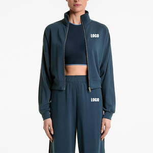 Custom Women's Zip Up Tracksuit Wide Leg <b>Pants</b> Activewear Set OEM ODM Private Label Wholesale Manufacturer Made in Pakistan - Product Image 4