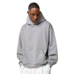 Nuevos deportes de alta calidad Sudadera con capucha gris de gran tamaño logotipo personalizado 100% algodón polar invierno gota hombro sudaderas con capucha hombres - Product Image 1