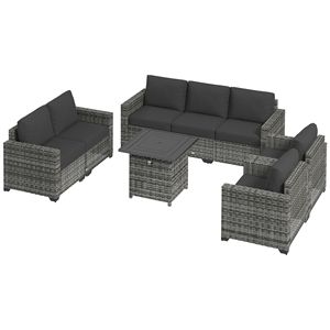 Gray Patio Furniture Set with Sofa <b>Cushions</b> & <b>Storage</b> Table - Product Image 1