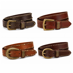 Genuine Leather <b>Belts</b> for <b>Men</b> Black Studded <b>Western</b> Cowboy <b>Belt</b> with Vintage Antique Silver Buckle Custom Brand Fashion <b>Belt</b> - Product Image 5