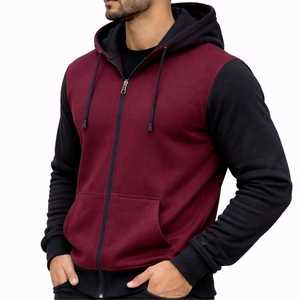 Sweat à capuche zippé pour homme en molleton de coton color block – Confortable, respirant, durable et élégant - Product Image 3