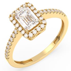 Bague en or jaune 14 carats avec diamant de laboratoire taille émeraude 1,3 carat, certifiée IGI, nouvelle collection REYES, bijoux fins pour mariage. - Product Image 2