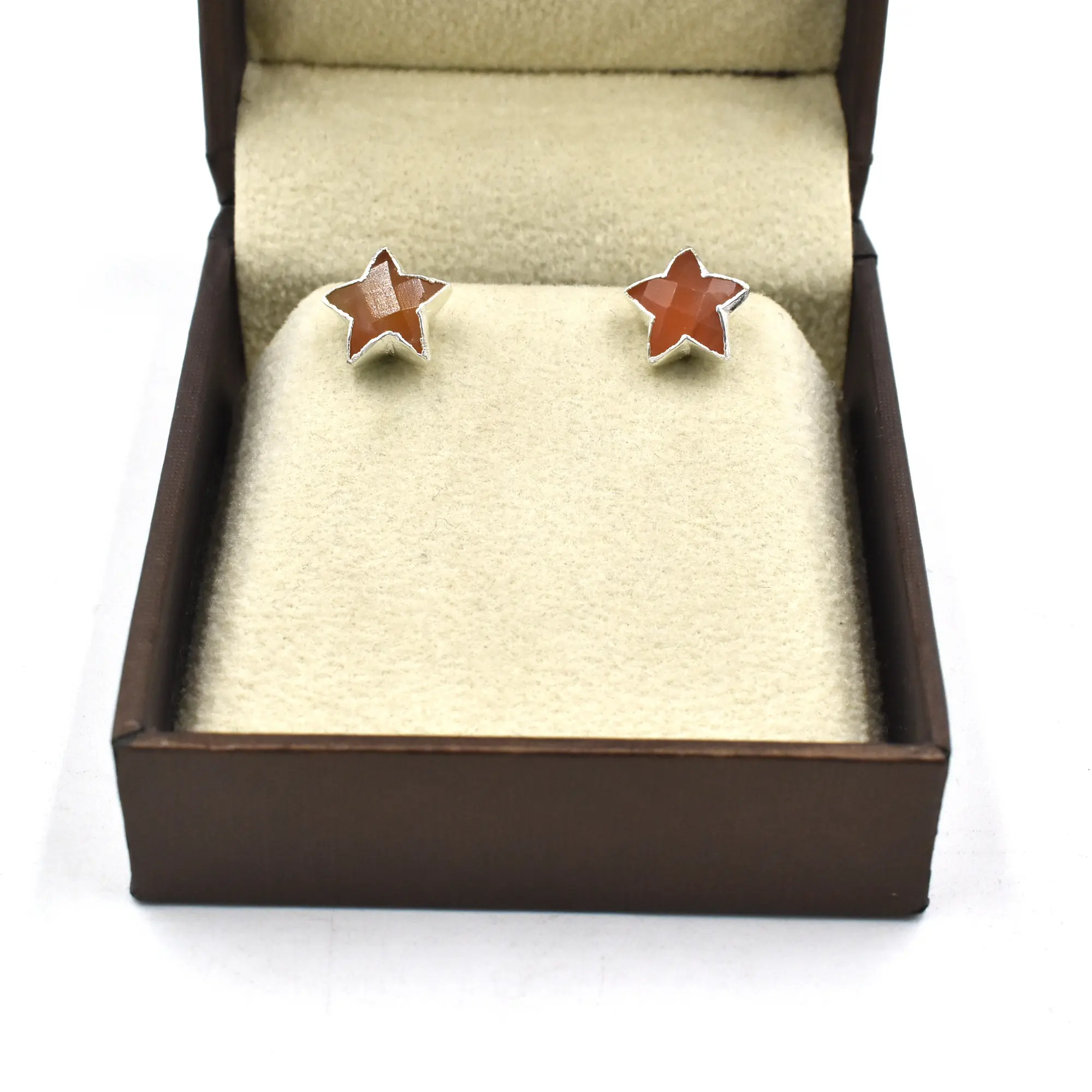 Nouveau produit cornaline étoile forme boucle d'oreille sterling galvanisé bijoux en gros fournisseurs en vrac à la main pierres précieuses boucle d'oreille