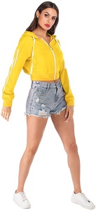 New Stylishcrop <b>Tops</b> <b>Set</b> <b>Short</b> Running <b>Set</b> Sleeves Superior Quality Plussize 100% Polyester Hooded for Women - Product Image 3