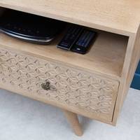 Meuble TV Vandana Cresta Vento en bois de manguier blanchi