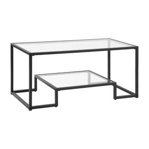 Modern 2-Tier Rectangle Tempered <b>Glass</b> <b>Coffee</b> <b>Table</b> Open <b>Storage</b> Sturdy Metal Frame Easy Assembly Minimalist Accent End Desk for - Product Image 1