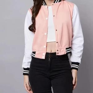 Chaqueta Varsity Corta de Moda para Mujer, con Mangas de Cuero Personalizadas y Forro de Lana, Chaqueta de Béisbol para Invierno - Product Image 5