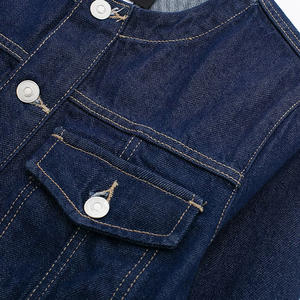 Chaqueta vaquera azul clásica para mujer, corte ajustado, con botones al frente, manga larga, estilo retro informal - Product Image 5