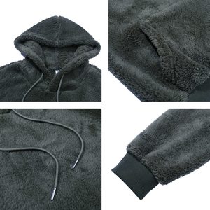 <b>Sherpa</b> Solid Breathable Heavy Weight Oversized Pullover <b>Hoodies</b> for <b>Men</b> Winter Custom Logo Sweatshirts - Product Image 6