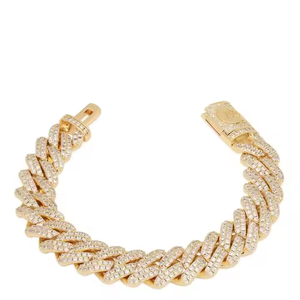 Elegante Pulsera de Plata 925 con Eslabones Cubanos y Diamantes Creados en Laboratorio, Cadena Iced Out, Joyería de Moda Unisex de Tendencia - Product Image 4