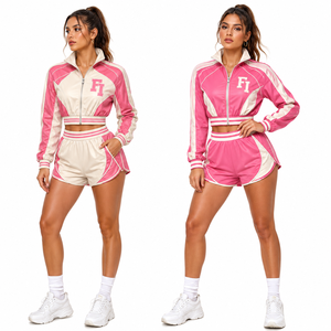 Tracksuits <b>for</b> Women Y2K Clothing Custom Color Block Streetwear Zip Jacket and Shorts 2 Piece Sets Women and men's jackets - Product Image 3