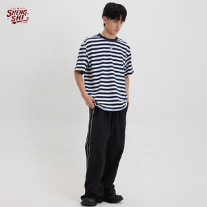 เสื้อยืดคอกลมแขนสั้นสำหรับทั้งชายและหญิงเสื้อยืดคอกลมลายทางสำหรับโรงเรียนกำหนดเองได้ทั่วไปขนาด250กรัม - Product Image 1