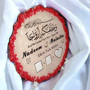 Tabla de resina epoxi roja personalizada, elegante, para ceremonias de boda musulmana (Nikah), artesanías al precio más bajo. - Product Image 1