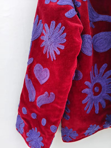 Veste bomber réversible en velours de qualité supérieure avec broderie florale vintage pour femmes, hiver, été, printemps, automne, rembourrage en coton, intérieur en lin - Product Image 5