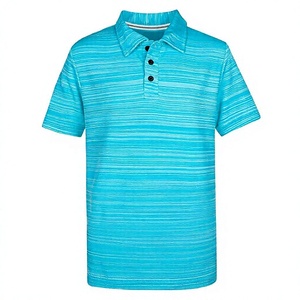Polo en tricot rayé bleu pour homme, manches courtes, logo brodé, décontracté, respirant, 100% polyester - Product Image 6