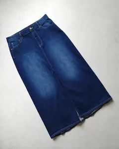 Falda Midi de Mezclilla Azul para Mujer |   Corte Recto en Tono Claro |   Falda con abertura frontal para primavera, verano, otoño e invierno - Product Image 3