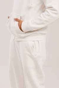 Sudadera con Capucha Blanca para Hombre, Cierre de Cremallera, Corte Holgado, 100% Algodón, Felpa Francesa, Estilo Casual para Otoño, Tejido de Punto, Color Sólido - Product Image 3
