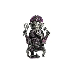 Artisanat en métal conception personnalisée en argent Sterling 925 Style Antique petite Figurine Ganesha idole pour la maison Pooja salon au meilleur coût