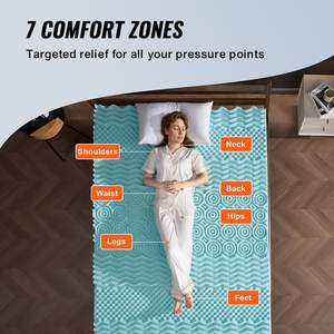 Queen Size 2\" <b>Thick</b> Soft Memory Foam <b>Mattress</b> <b>Topper</b> Cooling Gel Infusion Quick Setup 7 Comfort Zones for Pressure Relief Comfy - Product Image 4