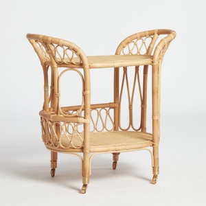 Carrito de servicio de ratán natural para accesorios de boda, carrito de bebidas y dulces, carrito para servir vino - Product Image 1