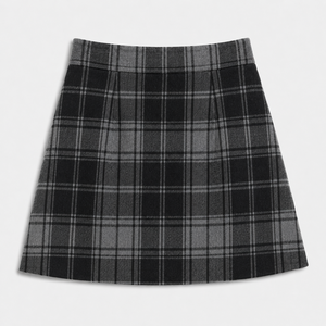 Jupe mini plissée à carreaux pour femme, mélange de laine, taille naturelle, coupe trapèze, automne-hiver, décontractée, OEM ODM - Product Image 2