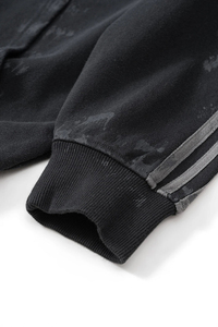 Sweat à capuche oversize vintage noir délavé pour homme, couleur anthracite, imprimé rayé et effet usé - Product Image 3