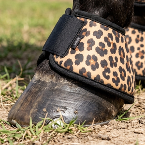 Premium Cheetah Pattern Printed Polyester Fabric Neoprene Padded <b>Waterproof</b> <b>Lightweight</b> Horse Bell <b>Boots</b> High Elastic Protective - Product Image 2