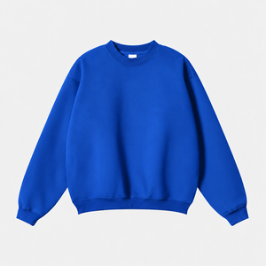 เสื้อสเวตเชิ้ตคอกลมสีน้ำเงินล้วนสำหรับผู้ชาย แขนยาวทรงโอเวอร์ไซส์ สวมใส่สบาย - Product Image 1