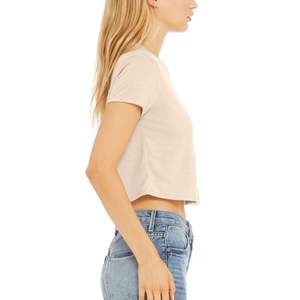 Nueva Camiseta Corta de Moda para Mujer, de Algodón y Elastano, Manga Corta, Casual, Ajustada, Lisa, al por Mayor OEM - Product Image 3