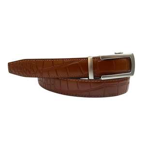 Ceinture décontractée pour homme en cuir véritable, avec boucle automatique en alliage, style formel, imperméable, logo personnalisable OEM, vente en gros - Product Image 1