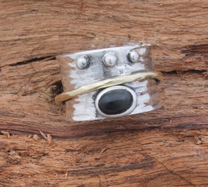 Black Onyx <b>Spinner</b> <b>Ring</b> 925 Silver Fidget <b>Ring</b> Black Gemstone Thumb <b>Ring</b> Anxiety <b>Spinner</b> Band Handmade Boho Statement Jewelry - Product Image 4