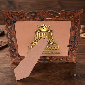 Handmade Wooden Rectangular Photo <b>Frame</b> Ornate Carved Tabletop Decorative <b>Picture</b> <b>Frame</b> Horizontal - Product Image 2