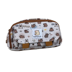 Estuche portátil para bolígrafos con estampado de capibara, estilo moderno, dos compartimentos, para uso diario escolar de estudiantes - Product Image 4