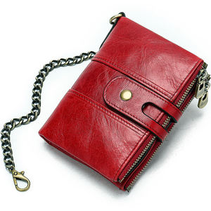Cartera Vintage de Cuero Genuino con Cadena, Cierre de Botón, Unisex, Corta, para Uso Diario - Product Image 3